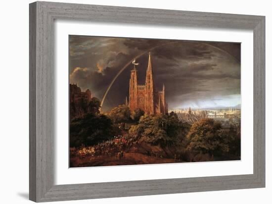 Medieval City on Banks of River-Karl Friedrich Schinkel-Framed Giclee Print