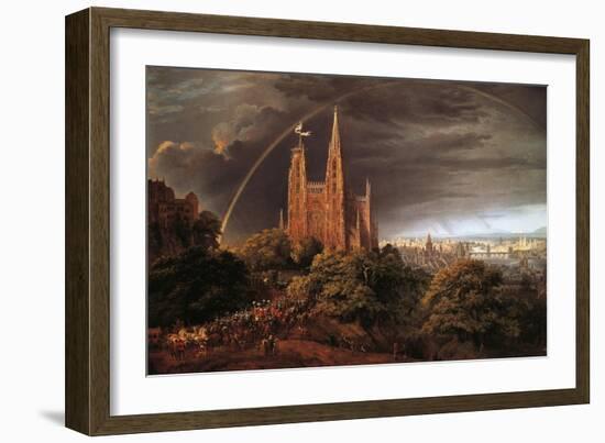 Medieval City on Banks of River-Karl Friedrich Schinkel-Framed Giclee Print