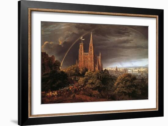 Medieval City on Banks of River-Karl Friedrich Schinkel-Framed Giclee Print