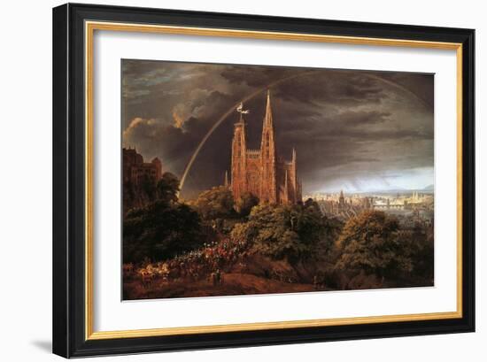 Medieval City on Banks of River-Karl Friedrich Schinkel-Framed Giclee Print