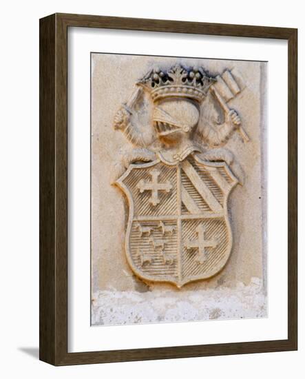 Medieval Coat of Arms, Chateau Carignan, Premieres Cotes De Bordeaux, France-Per Karlsson-Framed Photographic Print