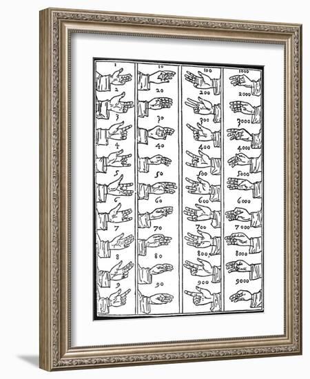 Medieval Dactylonomy, Finger Counting-Science Source-Framed Giclee Print