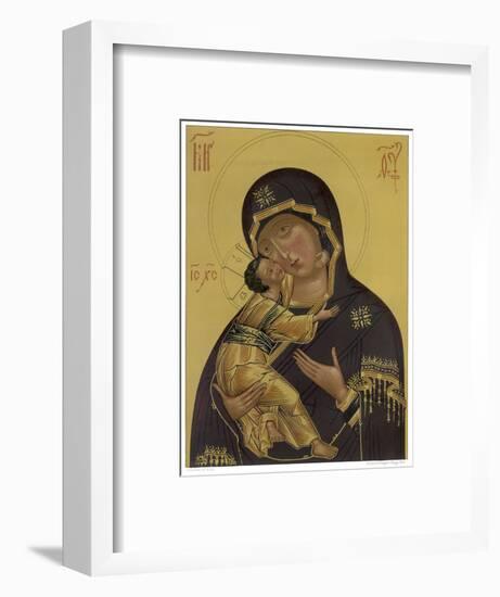 Medieval Depiction of Mary and Baby Jesus-null-Framed Art Print