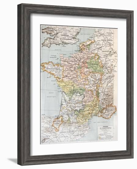 Medieval France Old Map (10th - 14th Century)-marzolino-Framed Art Print