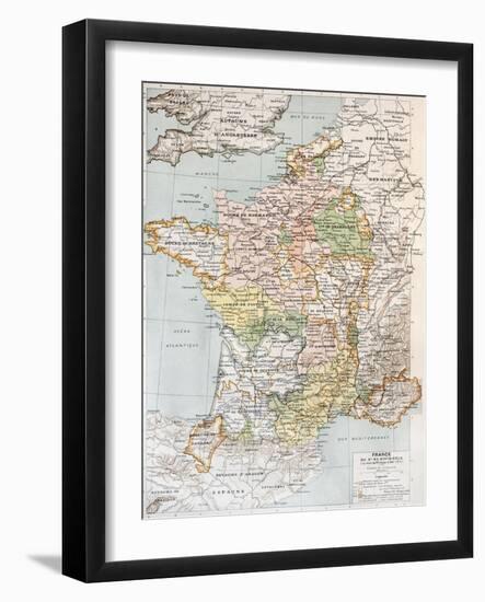 Medieval France Old Map (10th - 14th Century)-marzolino-Framed Art Print