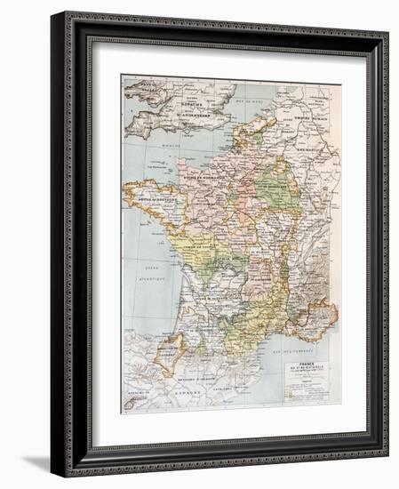 Medieval France Old Map (10th - 14th Century)-marzolino-Framed Art Print