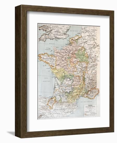 Medieval France Old Map (10th - 14th Century)-marzolino-Framed Art Print