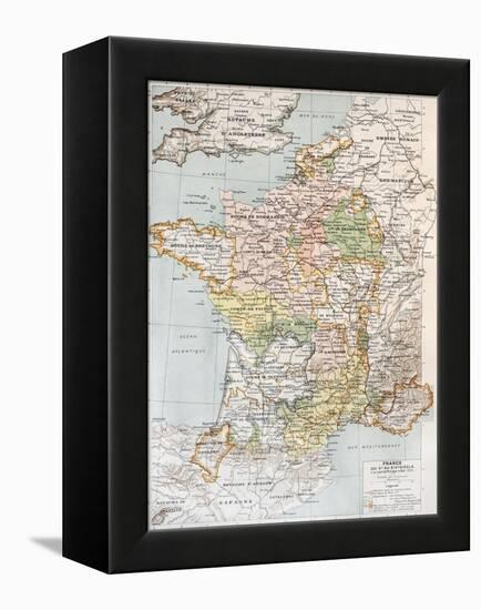 Medieval France Old Map (10th - 14th Century)-marzolino-Framed Stretched Canvas