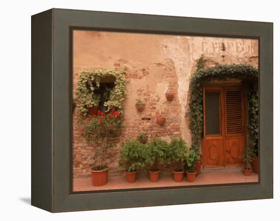 Medieval Hill Town, Tuscany, Italy-Walter Bibikow-Framed Premier Image Canvas