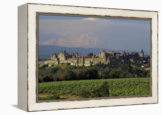 Medieval Hilltop Old Town Fortress in Carcassonne, Department Aude, South of France-Achim Bednorz-Framed Premier Image Canvas