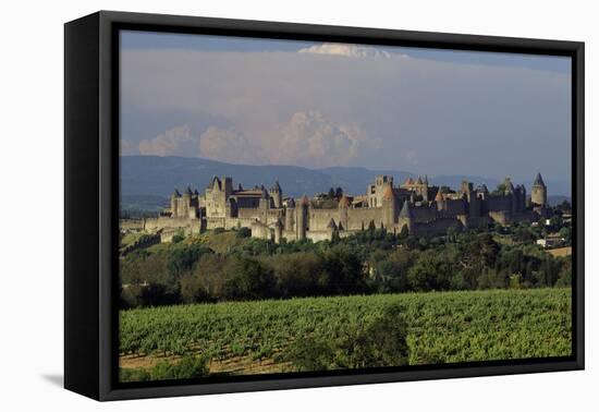 Medieval Hilltop Old Town Fortress in Carcassonne, Department Aude, South of France-Achim Bednorz-Framed Premier Image Canvas