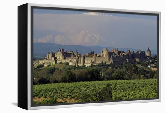 Medieval Hilltop Old Town Fortress in Carcassonne, Department Aude, South of France-Achim Bednorz-Framed Premier Image Canvas