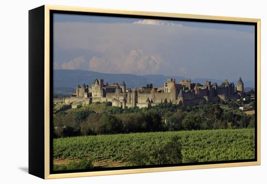 Medieval Hilltop Old Town Fortress in Carcassonne, Department Aude, South of France-Achim Bednorz-Framed Premier Image Canvas