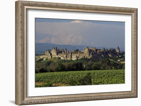 Medieval Hilltop Old Town Fortress in Carcassonne, Department Aude, South of France-Achim Bednorz-Framed Photographic Print