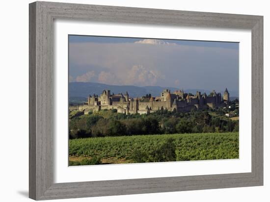 Medieval Hilltop Old Town Fortress in Carcassonne, Department Aude, South of France-Achim Bednorz-Framed Photographic Print