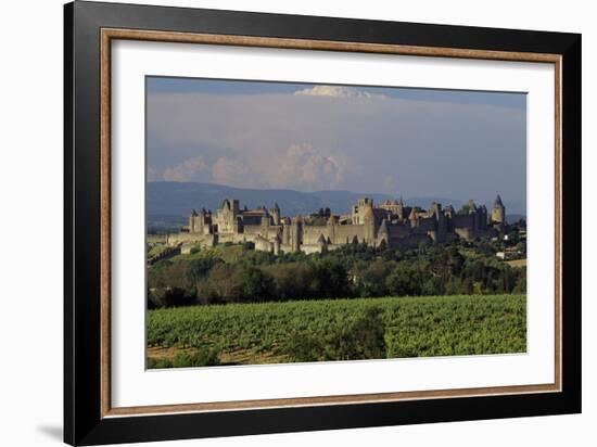 Medieval Hilltop Old Town Fortress in Carcassonne, Department Aude, South of France-Achim Bednorz-Framed Photographic Print