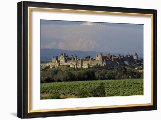 Medieval Hilltop Old Town Fortress in Carcassonne, Department Aude, South of France-Achim Bednorz-Framed Photographic Print