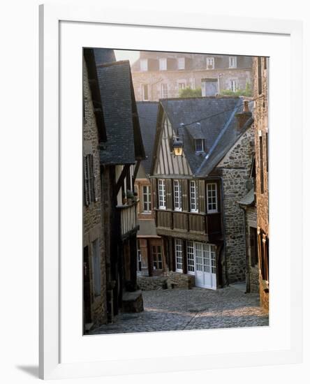 Medieval houses in Dinan, Ille-et-Vilaine, Brittany, France-null-Framed Photographic Print