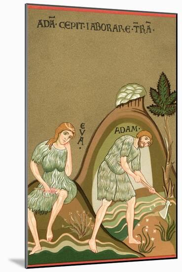 Medieval Illusttration, Adam and Eve-null-Mounted Art Print