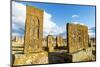 Medieval Khachkars carved memorial stele, Noratus cemetery, Sevan Lake, Gegharkunik province, Armen-G&M Therin-Weise-Mounted Photographic Print