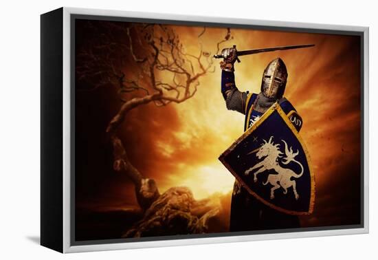 Medieval Knight over Stormy Sky.-NejroN Photo-Framed Premier Image Canvas