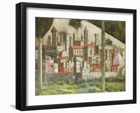 Medieval Town, Detail from the Journey of the Magi Cycle in the Chapel, circa 1460-Benozzo di Lese di Sandro Gozzoli-Framed Giclee Print