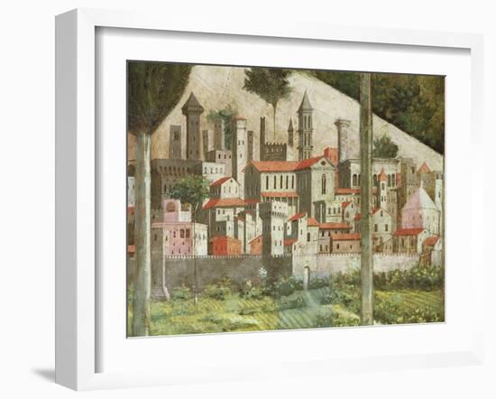 Medieval Town, Detail from the Journey of the Magi Cycle in the Chapel, circa 1460-Benozzo di Lese di Sandro Gozzoli-Framed Giclee Print