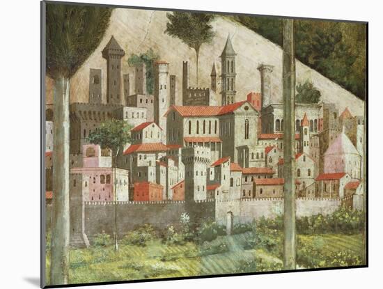 Medieval Town, Detail from the Journey of the Magi Cycle in the Chapel, circa 1460-Benozzo di Lese di Sandro Gozzoli-Mounted Giclee Print