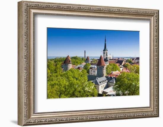 Medieval Town Walls and Spire of St. Olav's Church, Toompea Hill, Estonia, Baltic States, Europe-Nico Tondini-Framed Photographic Print