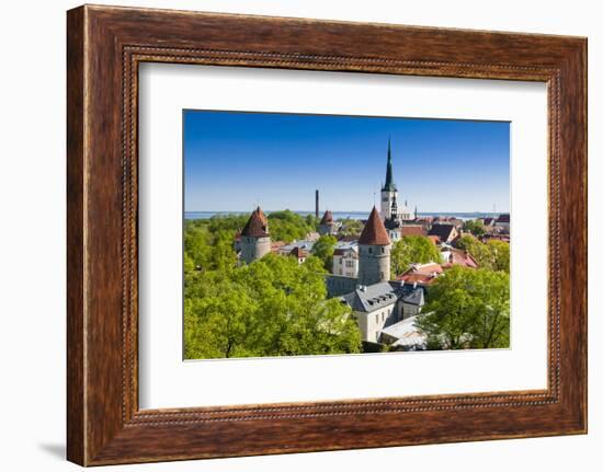 Medieval Town Walls and Spire of St. Olav's Church, Toompea Hill, Estonia, Baltic States, Europe-Nico Tondini-Framed Photographic Print