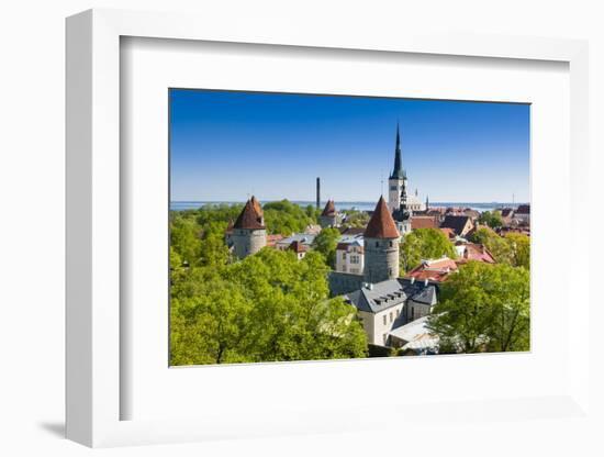 Medieval Town Walls and Spire of St. Olav's Church, Toompea Hill, Estonia, Baltic States, Europe-Nico Tondini-Framed Photographic Print