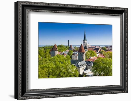 Medieval Town Walls and Spire of St. Olav's Church, Toompea Hill, Estonia, Baltic States, Europe-Nico Tondini-Framed Photographic Print