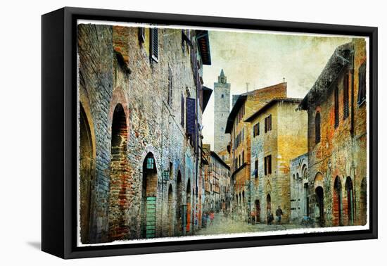 Medieval Tuscany. Streets of San Gimignano. Artistic Picture-Maugli-l-Framed Premier Image Canvas