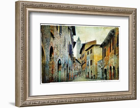 Medieval Tuscany. Streets of San Gimignano. Artistic Picture-Maugli-l-Framed Photographic Print