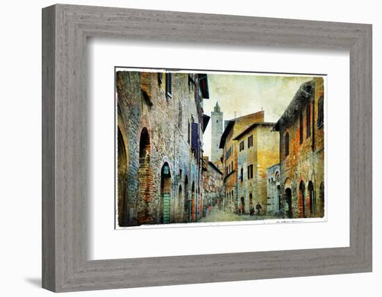 Medieval Tuscany. Streets of San Gimignano. Artistic Picture-Maugli-l-Framed Photographic Print