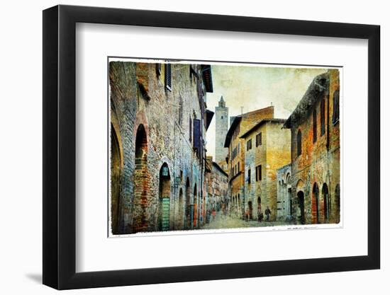 Medieval Tuscany. Streets of San Gimignano. Artistic Picture-Maugli-l-Framed Photographic Print