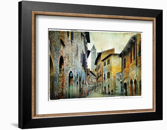 Medieval Tuscany. Streets of San Gimignano. Artistic Picture-Maugli-l-Framed Photographic Print