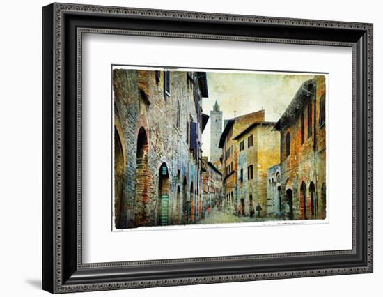 Medieval Tuscany. Streets of San Gimignano. Artistic Picture-Maugli-l-Framed Photographic Print