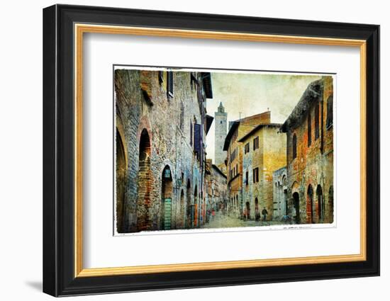 Medieval Tuscany. Streets of San Gimignano. Artistic Picture-Maugli-l-Framed Photographic Print