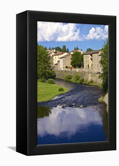 Medieval Village and Allier River, Lavoute Chilhac, Auvergne, Haute Loire, France, Europe-Guy Thouvenin-Framed Premier Image Canvas