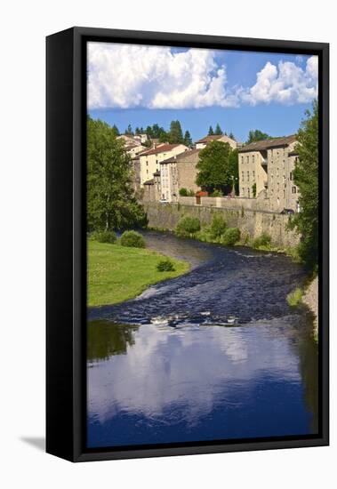 Medieval Village and Allier River, Lavoute Chilhac, Auvergne, Haute Loire, France, Europe-Guy Thouvenin-Framed Premier Image Canvas