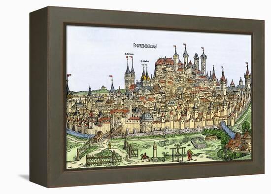 Medieval Walled City of Nuremberg, Germany, 1400s-null-Framed Premier Image Canvas