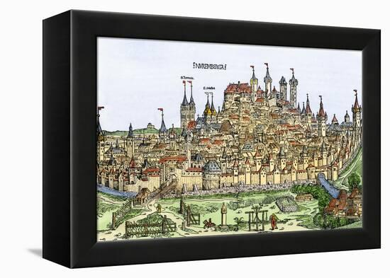 Medieval Walled City of Nuremberg, Germany, 1400s-null-Framed Premier Image Canvas