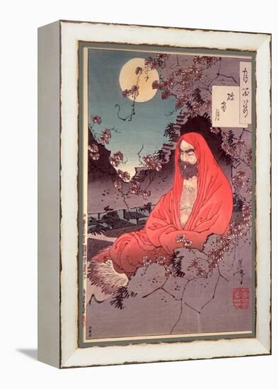 Meditation by Moonlight, (Colour Woodblock Print)-Tsukioka Kinzaburo Yoshitoshi-Framed Premier Image Canvas