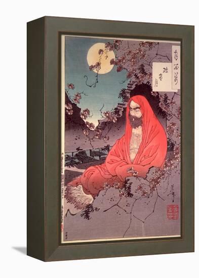Meditation by Moonlight, (Colour Woodblock Print)-Tsukioka Kinzaburo Yoshitoshi-Framed Premier Image Canvas