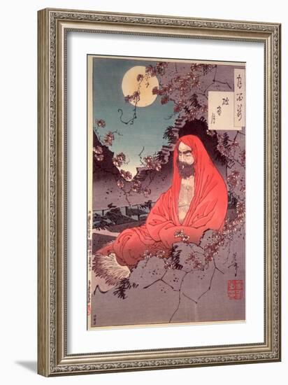 Meditation by Moonlight, (Colour Woodblock Print)-Tsukioka Kinzaburo Yoshitoshi-Framed Giclee Print