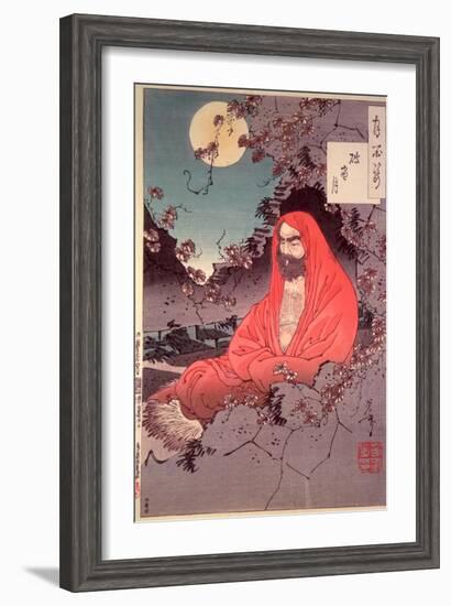 Meditation by Moonlight, (Colour Woodblock Print)-Tsukioka Kinzaburo Yoshitoshi-Framed Giclee Print