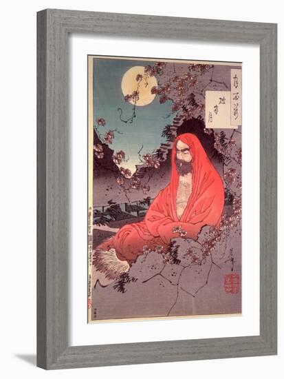 Meditation by Moonlight, (Colour Woodblock Print)-Tsukioka Kinzaburo Yoshitoshi-Framed Giclee Print