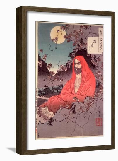 Meditation by Moonlight, (Colour Woodblock Print)-Tsukioka Kinzaburo Yoshitoshi-Framed Giclee Print