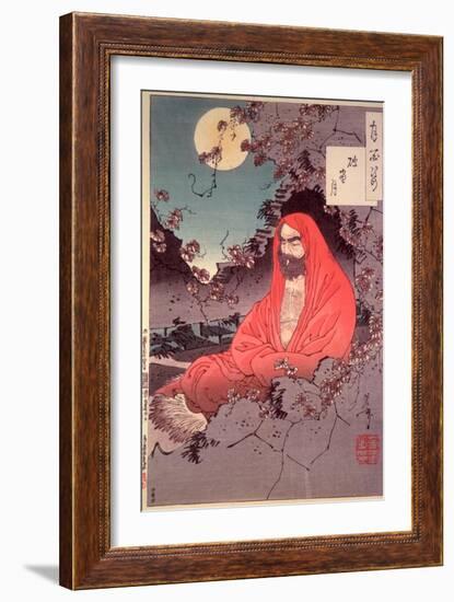 Meditation by Moonlight, (Colour Woodblock Print)-Tsukioka Kinzaburo Yoshitoshi-Framed Giclee Print